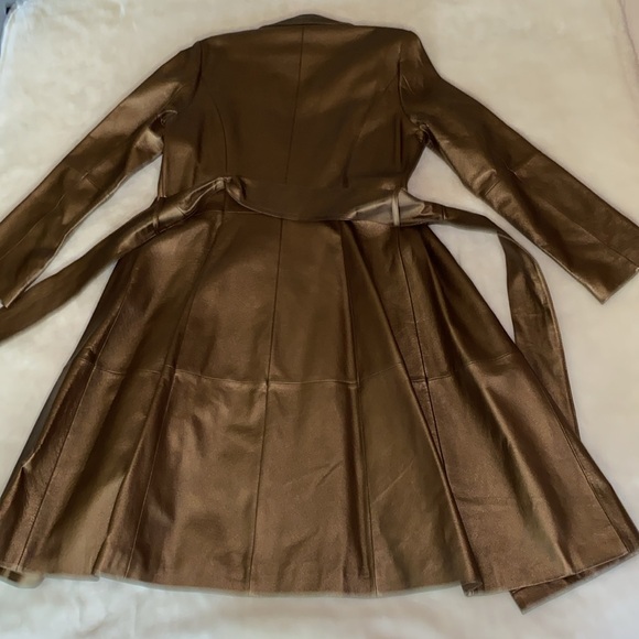 EUC Vintage Stunning Bronze Leather Trench Coat Blazer🌸Pristine Condition Sz 10 - Picture 15 of 15